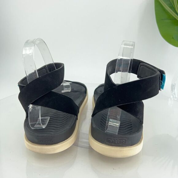 Native Juliet Shell Sandals Women's Size 10 Black Platform Ankle Strap Flat - Picture 6 of 14